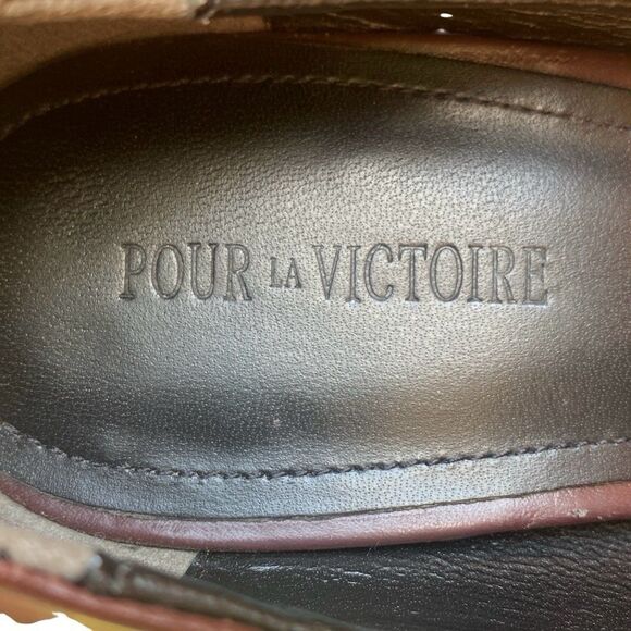 Pour la victoire Irene Brown Leather Stacked Stiletto Pump Heels Size 9.5 - Picture 8 of 10